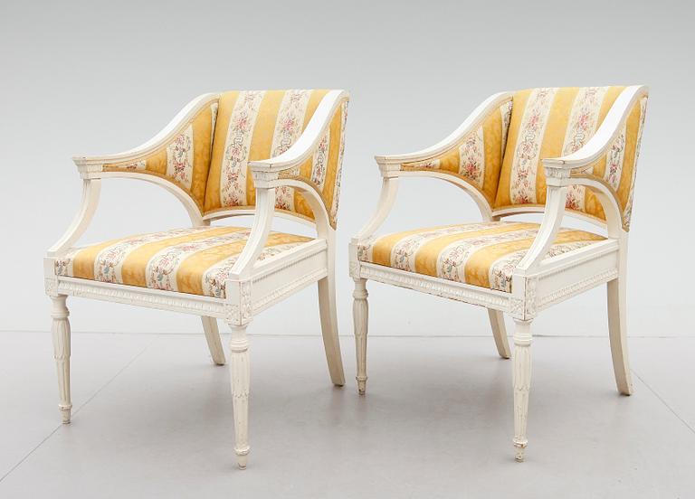 FÅTÖLJER, 1 par, empirstil, 1900-talets första hälft.