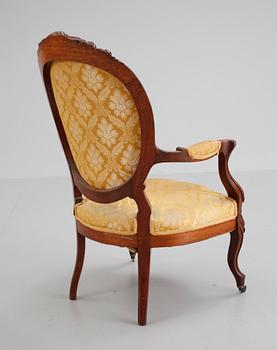 KARMFÅTÖLJ, nyrokoko, 1800-talets andra hälft.