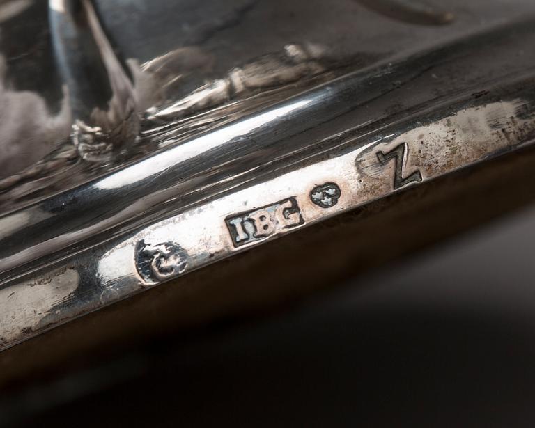 A pair of Swedish 18th century silver candlesticks, mark of Johan Bergengren, Kristianstad 1782.