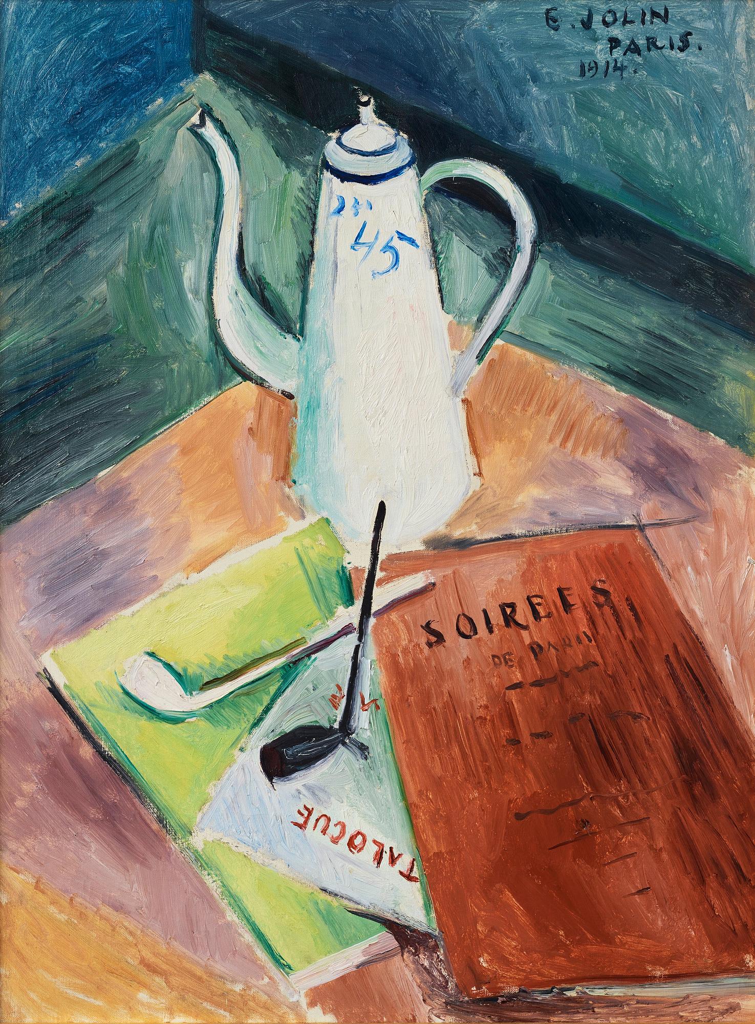 Einar Jolin, Still life with coffee pot and pipe.