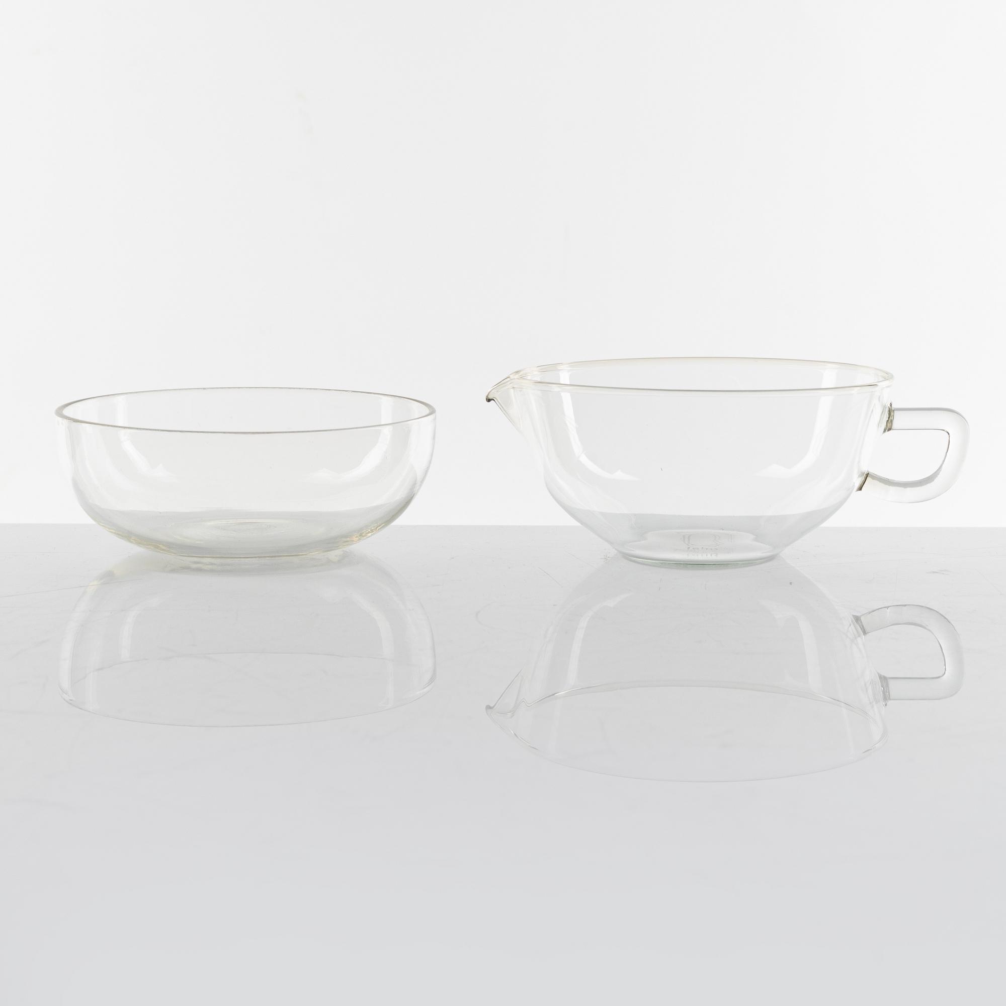 Wilhelm Wagenfeld, 159 glass service pieces, Jenaer Glaswerk, Schott & Gen, Germany.