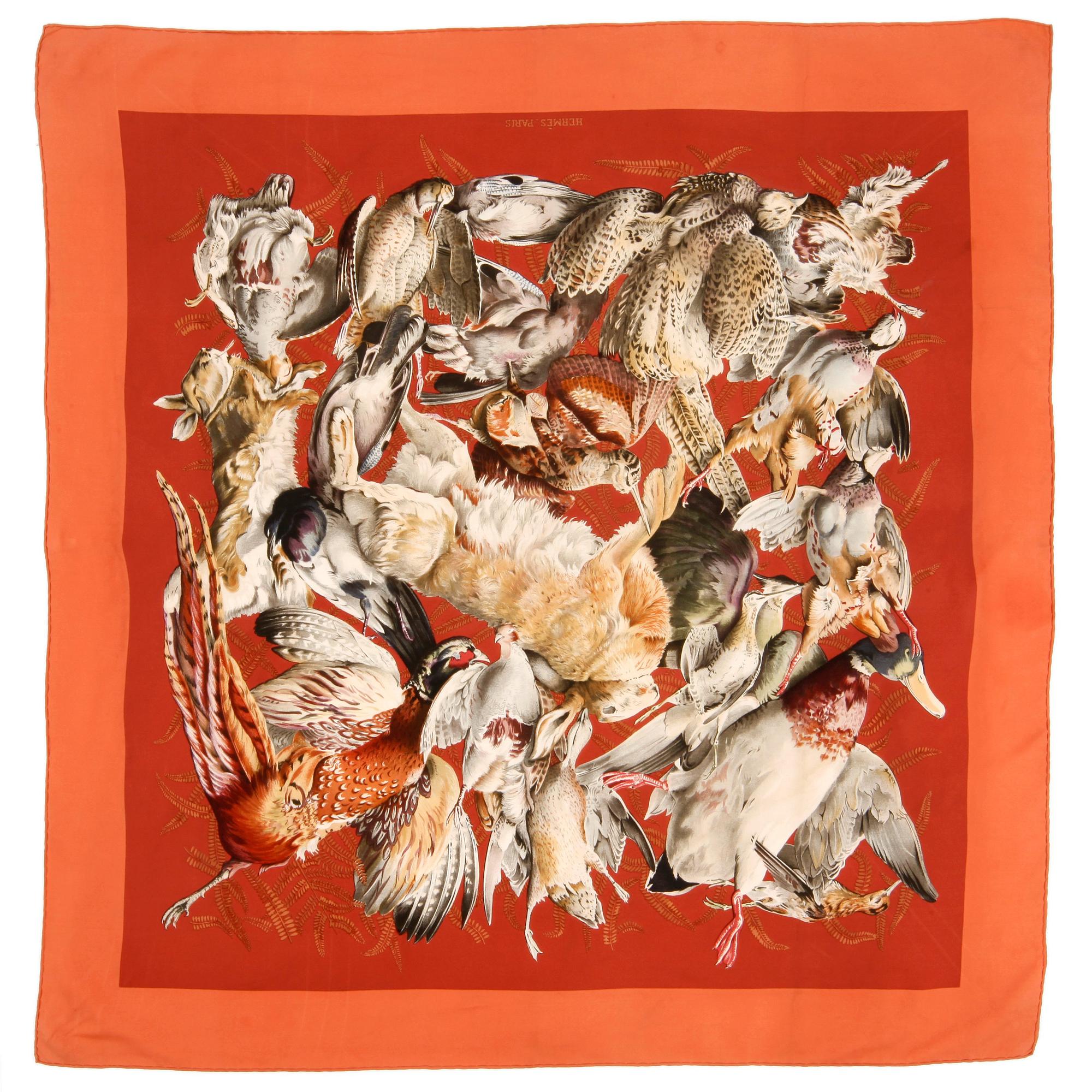 HERMÈS, a silk scarf, "Gibiers".