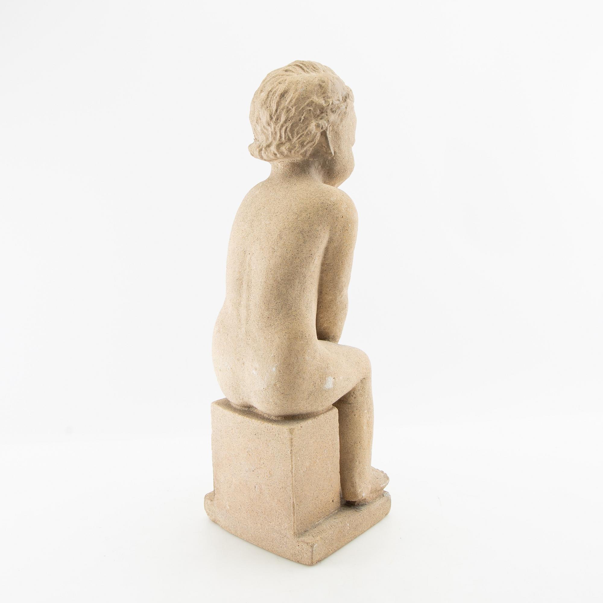 Okänd konstnär 1900-tal, skulptur Sittande barn.