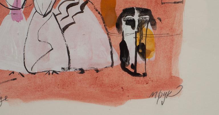 MADELEINE PYK, gouache, signerad.