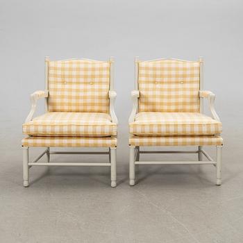 Karmstolar, ett par, Gustaviansk stil, sk Gripsholmsfåtöljer, 1900-talets andra hälft.