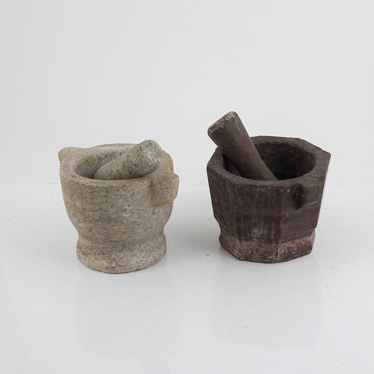 Two mortars, circa 1800 and 19th Century.