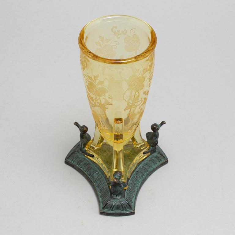 A glass and bronze vase, first half of the 20th Century.