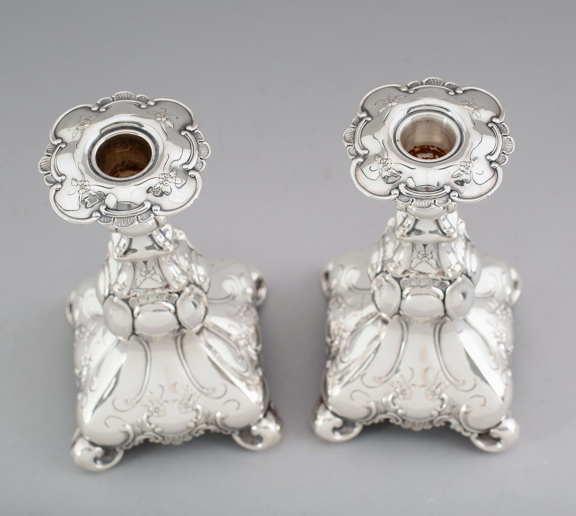 LJUSSTAKAR, 1 par, silver, GAB, Stockholm 1948.