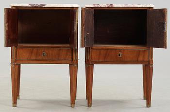 A pair of late Gustavian late 18th century chamber pot cupboards.