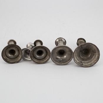 LJUSSTAKAR, 5 st, tenn, 1800-tal.