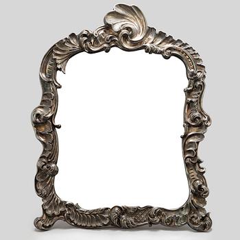 A Swedish mid 19th century silver large table mirror, mark of Gustaf Möllenborg 1850.