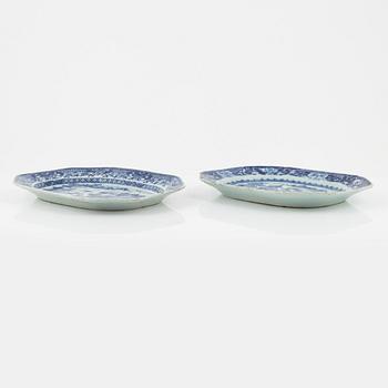 Two blue and white serving dishes, Qing dynasty, Qianlong (1736-95).