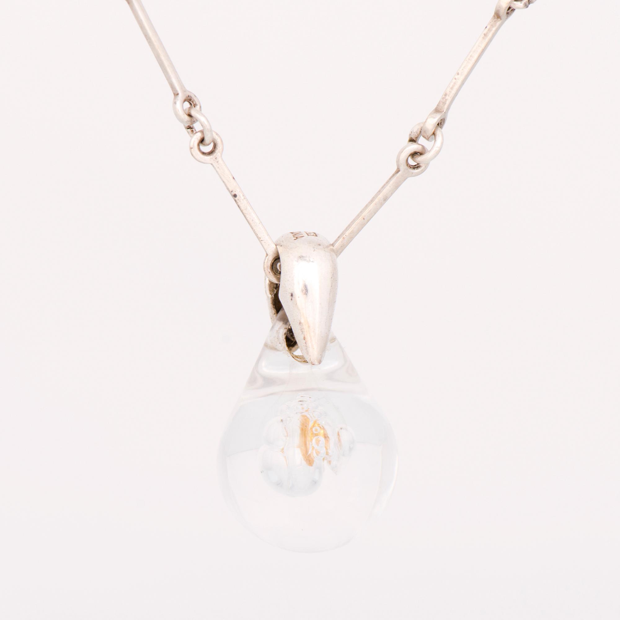 BJÖRN WECKSTRÖM, HALSSMYCKE, "Akryylihippu", silver, guld nugget, akryl. Lapponia 1980s.