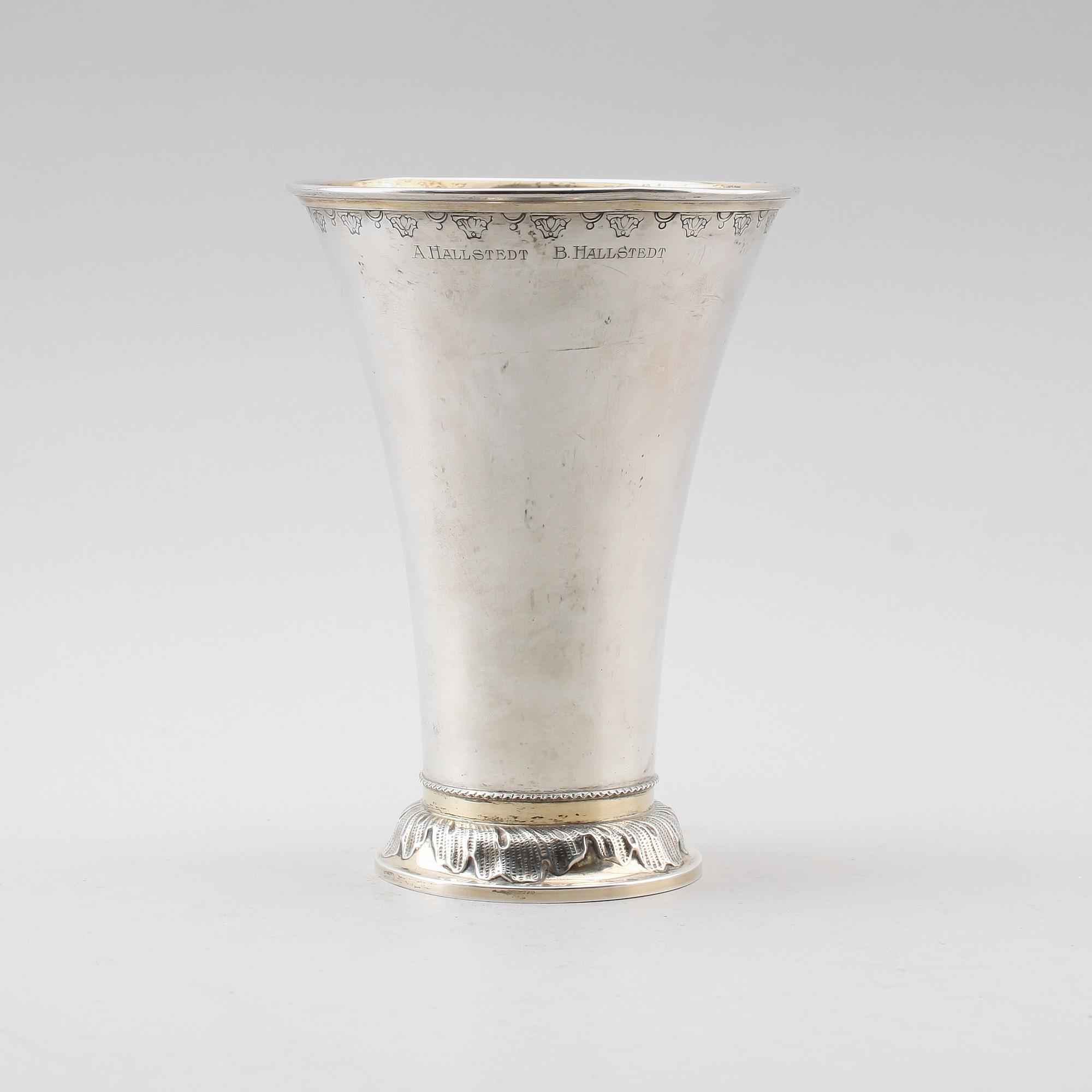 BÄGARE, silver, GAB, Stockholm 1907. Vikt ca 347 g.