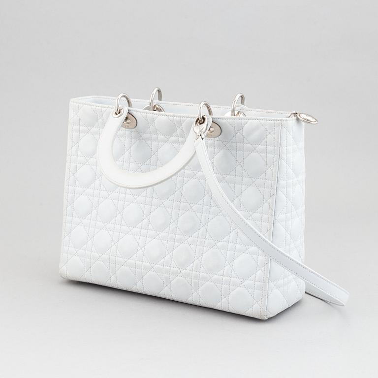 Christian Dior, a white leather 'Lady Dior Large Shopper'.