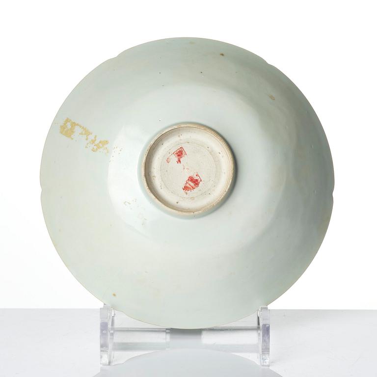 A carved qingbai foliate bowl, Song dynasty (960-1279).