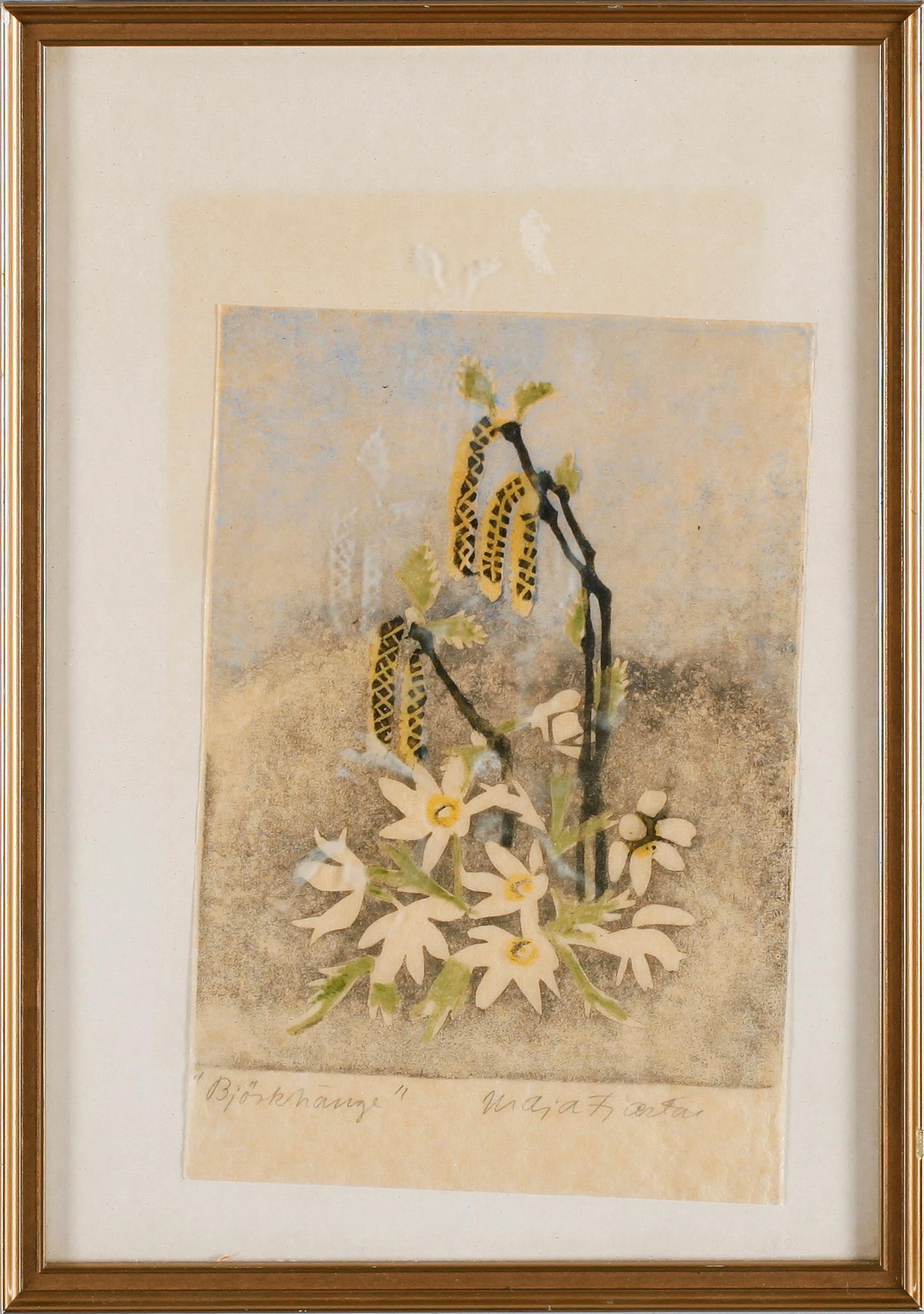 KERSTIN MARIA (MAJA) FJAESTAD, 2 st, träsnitt, signerade.