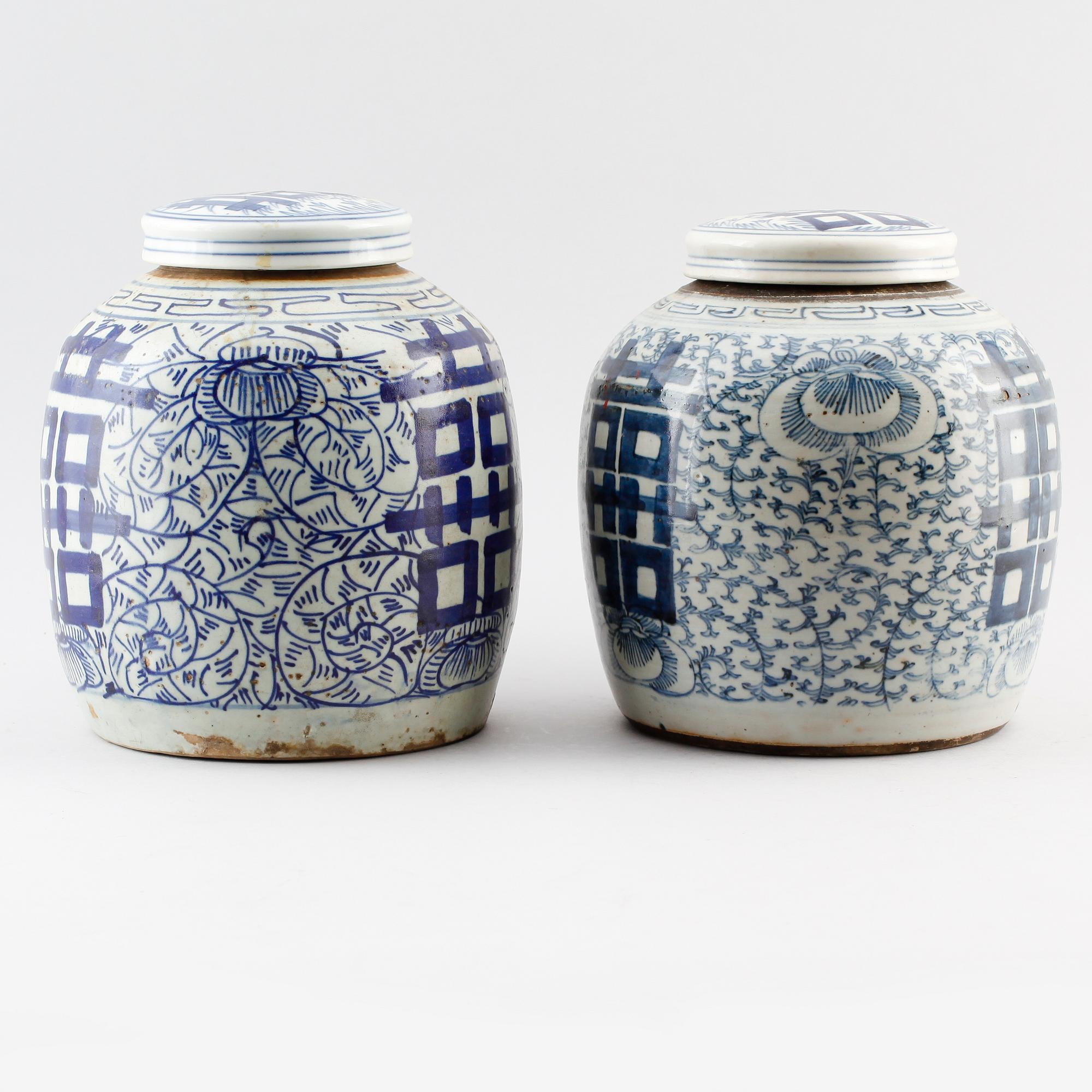 BOJANER, 2 st, porslin, Kina, 1800-/1900-tal.