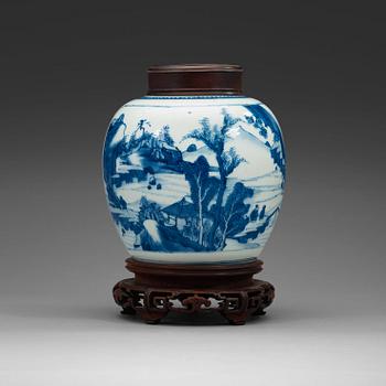 391. A blue and white jar, Qing dynasty, Kangxi (1662-1722).