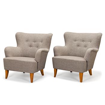 Ilmari Lappalainen, a pair of mid-20th-century 'Laila' armchairs for Asko, Finland.