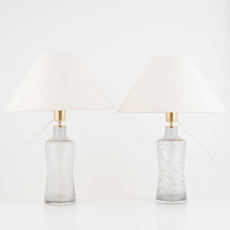 Bengt Orup, a pair of glass table lamps, Hyllinge, 1960s.