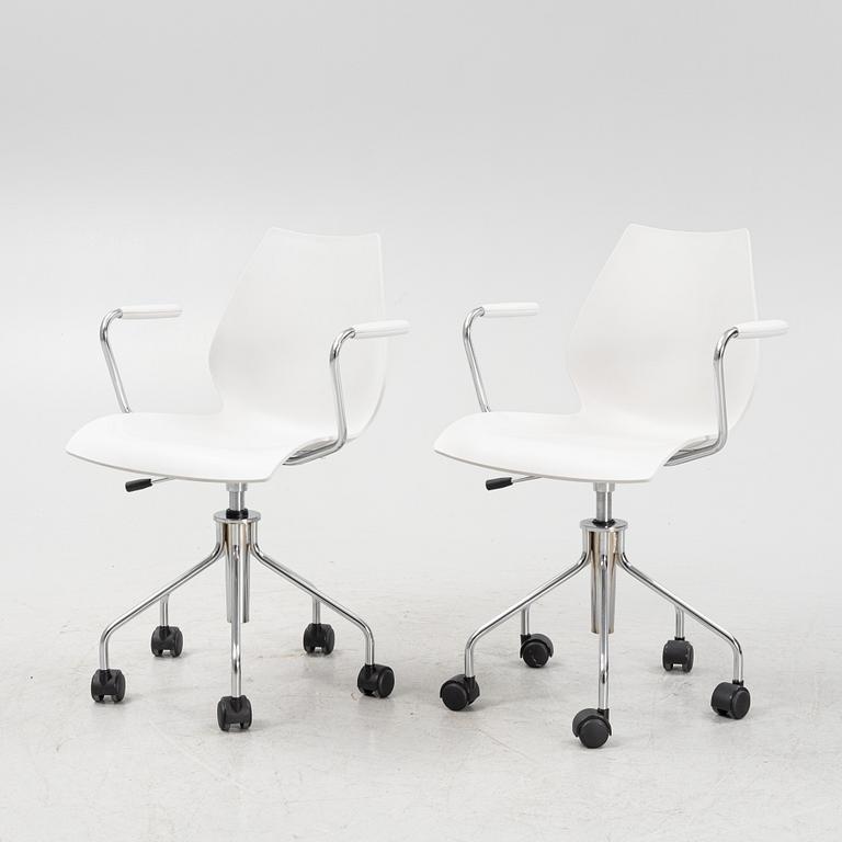 Vico Magistretti, a pair of 'Maui' office chairs, designed 1996.