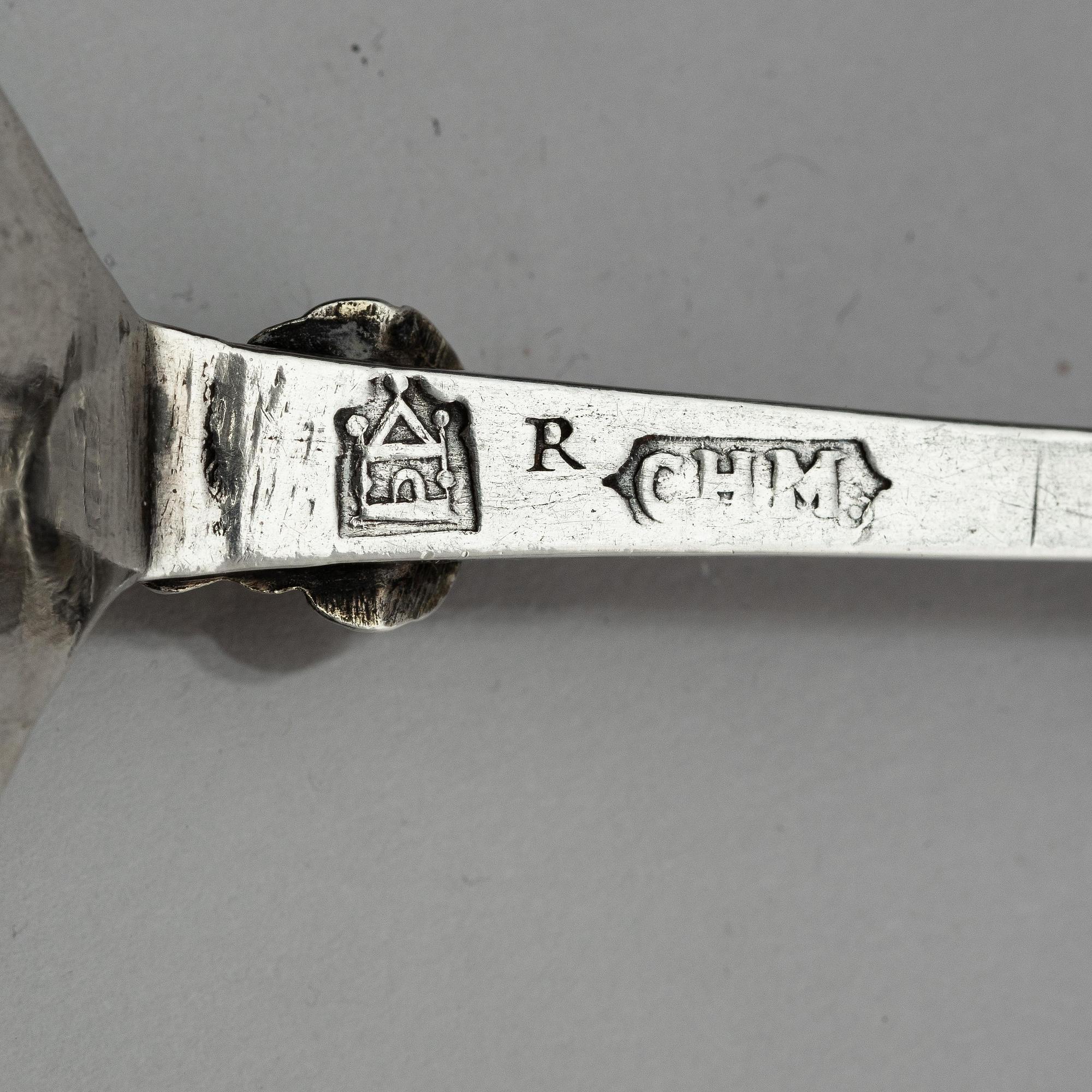 Conrad Heitmüller, sked, delvis förgyllt silver, Nyköping 1775.