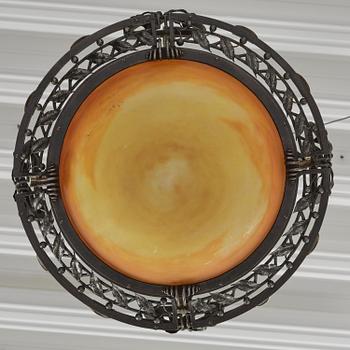 Daum Frères, taklampa, Art Nouveau, Nancy, Frankrike, 1910-tal.