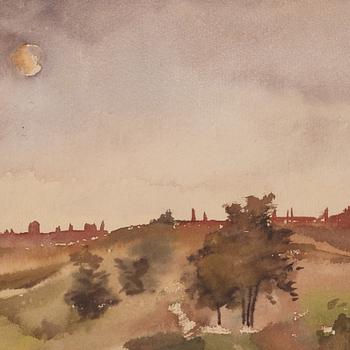 Lotte Laserstein, Landscape with city in the background.