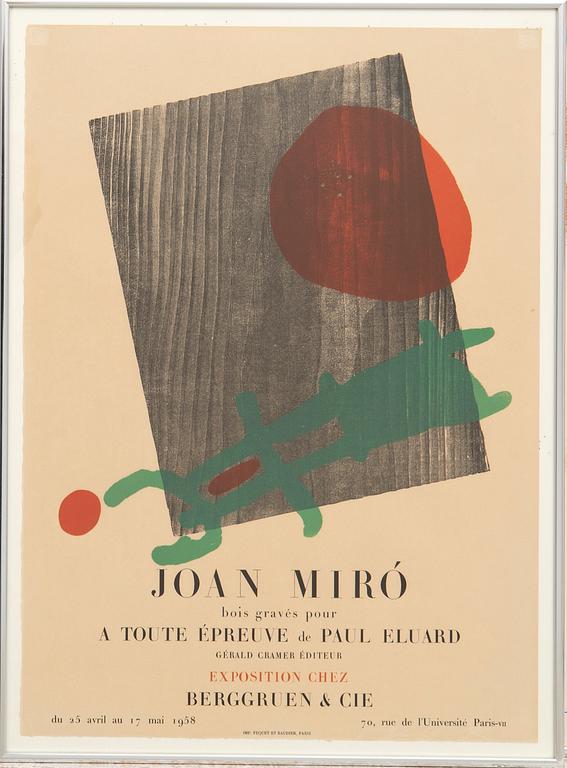 Joan Miró, Affiche pour l'exposition du livre A toute épruve à la Galerie Berggruen, Paris 1958.