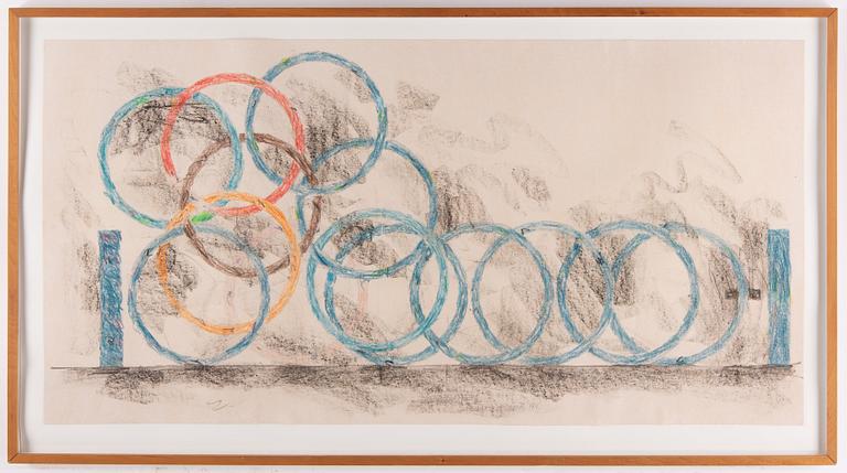 Carl Fredrik Reuterswärd, chalk/mixed media, signed and dated 1995.