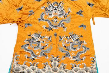 A Chinese embroidered silk robe, 20th century.