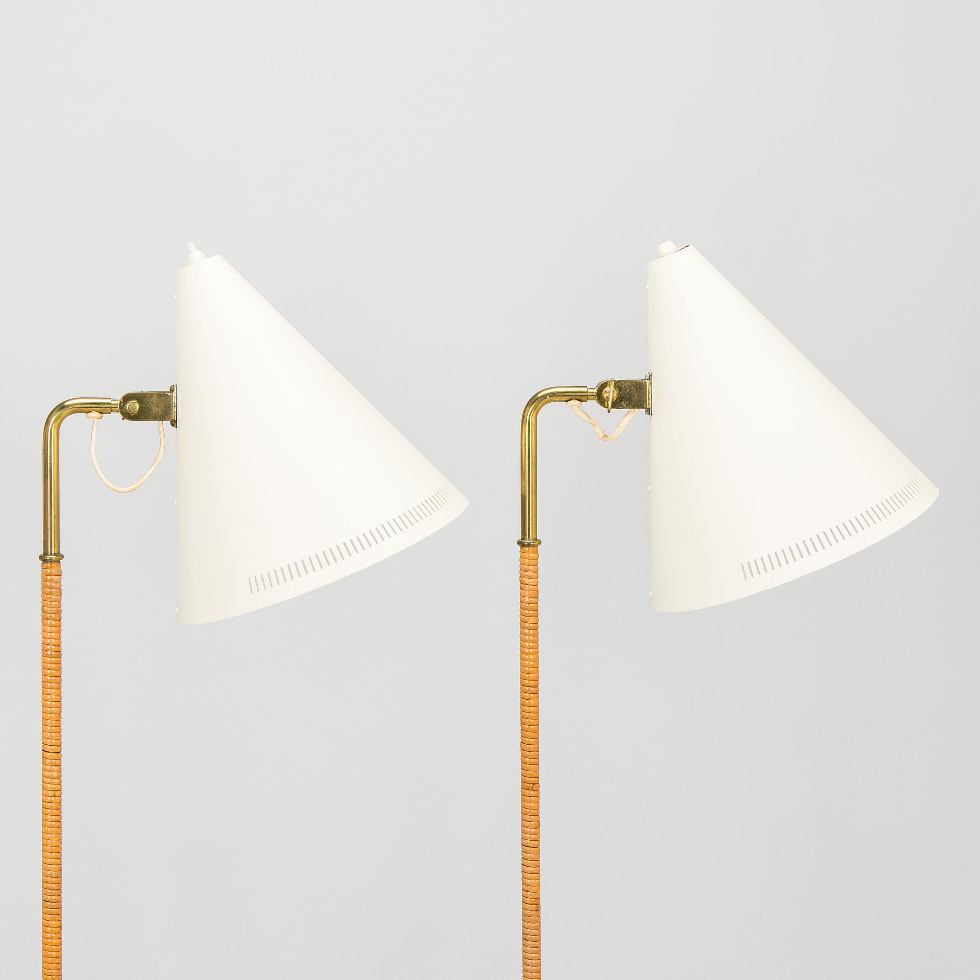 Paavo Tynell, a pair of mid-20th century K10-10 floor lamps for Taito Finland.