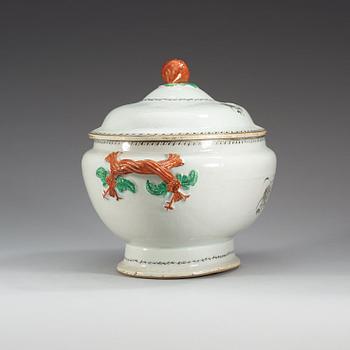TERRIN med LOCK, kompaniporslin. Qing dynastin, Jiaqing (1796-1820).