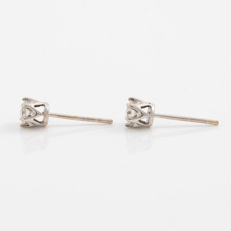 Earrings, a pair, 18K white gold with brilliant-cut diamonds.