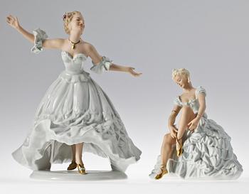 FIGURINER, 6 st, porslin, Wallendorf och Schaubach, 1900-tal.