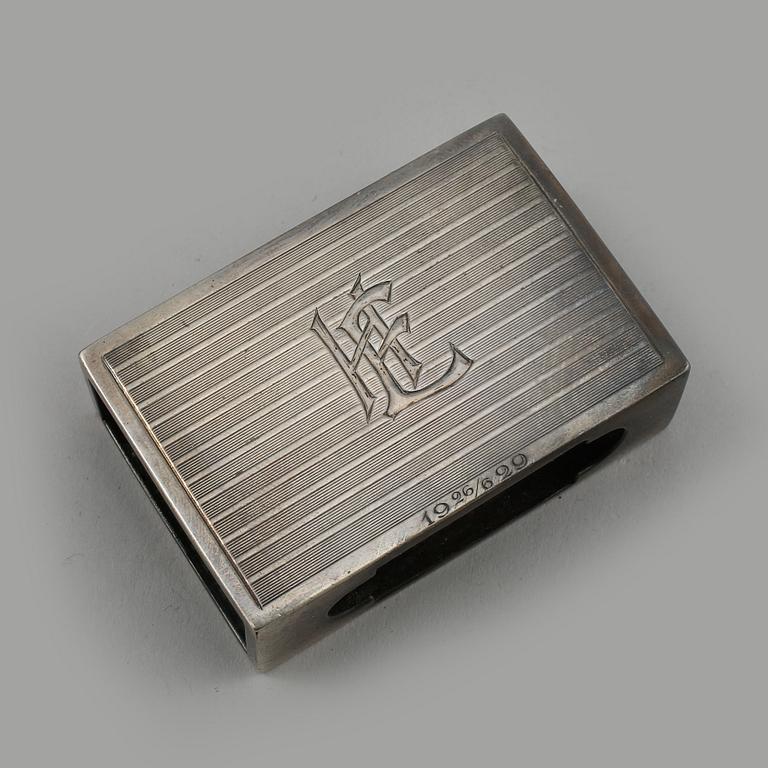 TÄNDSTICKSASKFODRAL, 2 st, samt AKSFAT, 2 st, silver, Sverige, 1910/20-tal, vikt 355 gram.