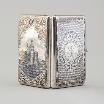 A Russian silver niello covarette case, 1896-1908.