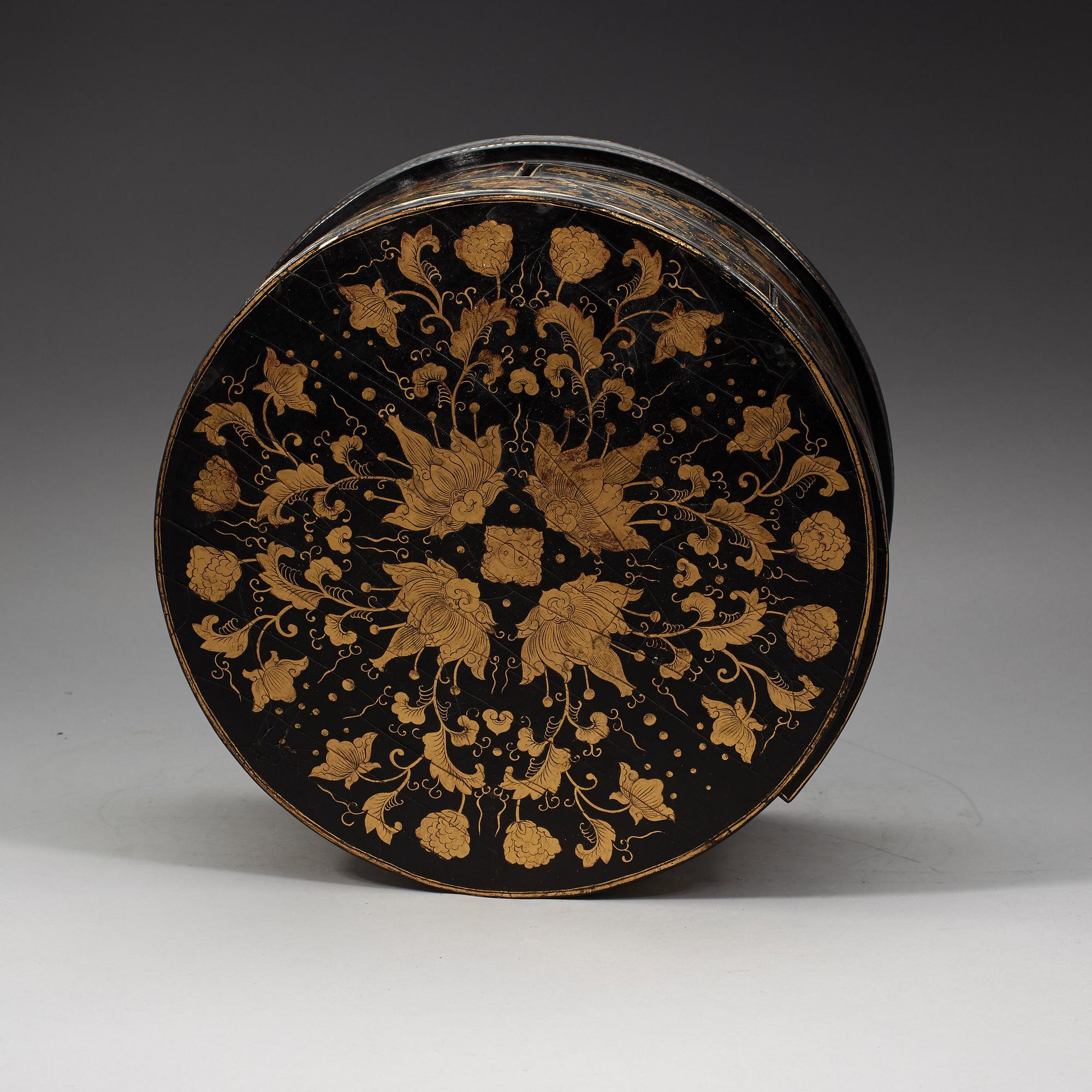 A black lacquer cabinet box with multiple drawers, Qing dynasty, 19th Century.