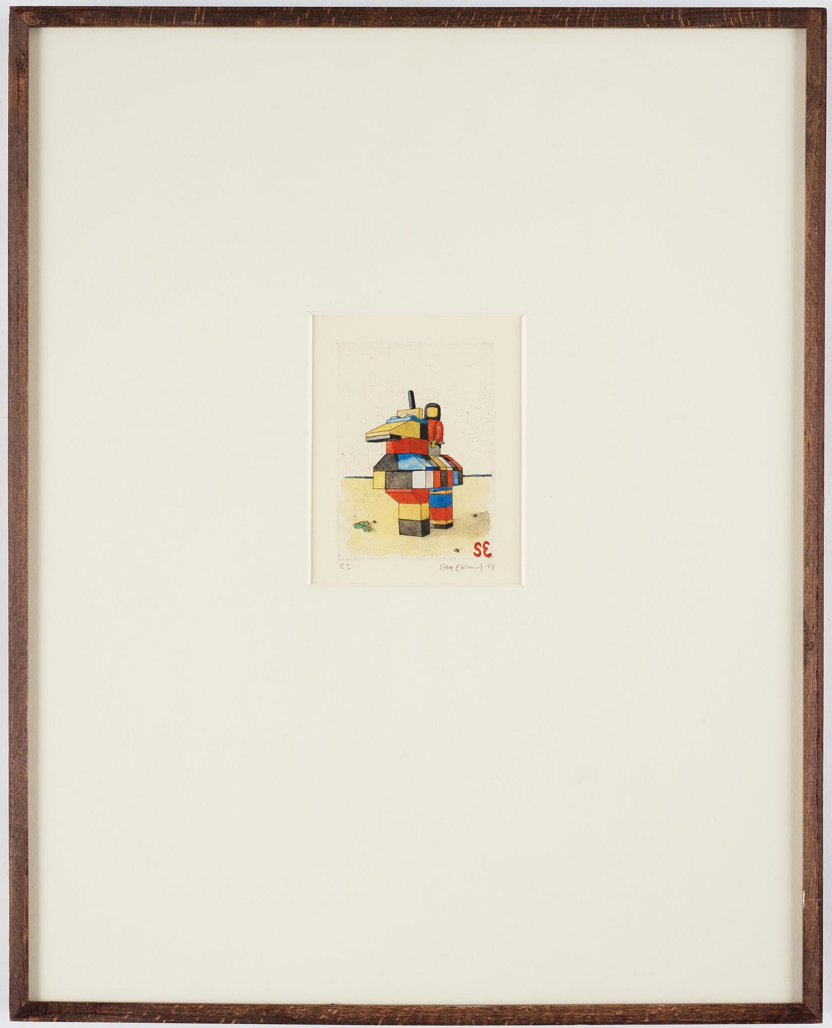 Sten Eklund, etching with watercolour, 1984, signed PT.