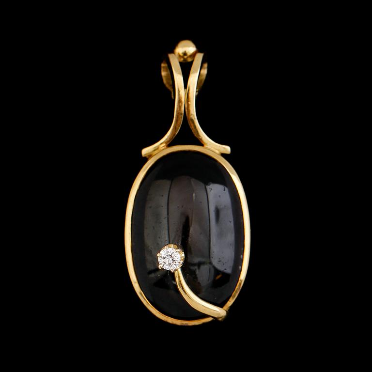 HÄNGE, 18 k guld, stjärnsafir, briljantslipad diamant, Stockholm 1986.
