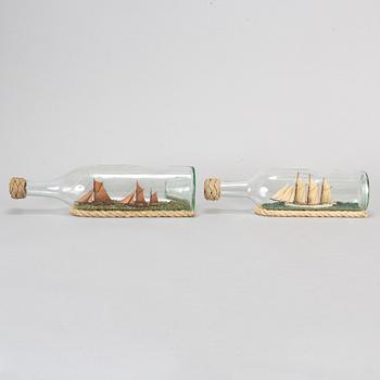 Five bottle ships, four of which signed GF and dated 1980-1982.