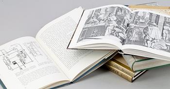 PARTI KLOCKLITTERATUR, 6 delar, bl.a."Clocks & Watches" av Joahnn Willsberger, New York, 1975.