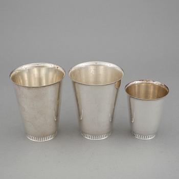 BÄGARE, 3 st, silver, GAB, Stockholm, 1963. Vikt ca 362g.