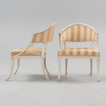 A pair of late Gustavian armchairs by Ephraim Ståhl, master 1794.