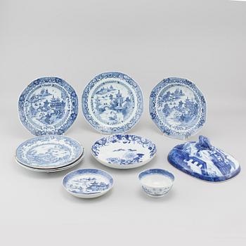 PARTI PORSLIN, 9 delar, Kina, Qianlong (1736-1795).