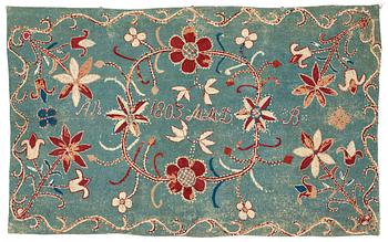 1123. WAGON CUSHION, embroidered. Skåne 1803.