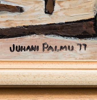 JUHANI PALMU, olja på skiva, signerad och daterad -77.