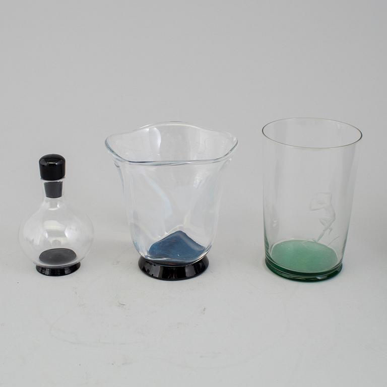 Simon Gate and Sven Palmqvist, Orrefors, 7 glass objects.