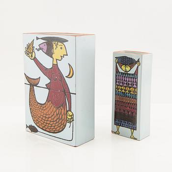 Stig Lindberg, vases 2 pcs Gustavsbergs studio 20th century second half faience.